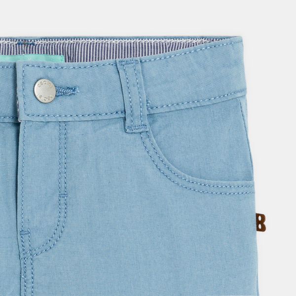 شورت برمودا من القطن المزخرف باللون الأزرق الفاتح  للأولاد الصغار